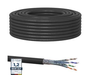 RedStar24 CAT 7 Cable Ethernet Exterior 25m - Cable de Red para Exteriores CAT7 LAN, Cobre, Cable de Datos CAT.7 Gigabit S/FTP, Categoría 7, PIMF, PoE, 10Gbit, Conexión de Red, Bobina 25 Metros