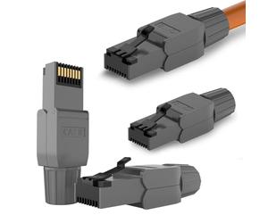 RedStar24 Conector RJ45 Cat 7 Cat 8 Conectores sin Herramientas Blindado Enchufe Macho hasta 10 Gigabit, para Cable de Red Ethernet Cat8.1 Cat8 Cat7 Cat6a Cat6 8 polos Enchufe | 4 unidades negro