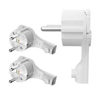 RedStar24 Enchufe de ángulo con contacto de protección 250 V 16 A enchufe plano con asa plegable y protección contra arrugas, 8 mm de altura, para cables de hasta 3 x 1,5 mm², CEE 7/7, enchufe Schuko