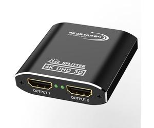 RedStar24 HDMI Splitter 4K@60Hz, 1 In 2 out Distribuidor HDMI, Divisor HDMI 1 Entrada 2 Salidas, Compatible con HDCP, 4K, 3D, UHD, 1080P - Compatible con Xbox, PS4, Roku, Firestick, HDTV y Apple TV