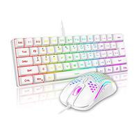 RedThunder 60% Gaming Keyboard and Mouse Combo, Ultra-Compact 61 Keys RGB Backlit Mini Keyboard, Lightweight 7200 dpi Honeycomb Optical, Wired Gaming Set for PC Mac PS5 Xbox Gamer(White)