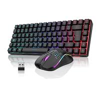 RedThunder 75% Teclado Inalámbrico Gaming,Retroiluminación RGB,Ratón Celular Ligero de 3200 dpi,Teclado Ultra-Compacto 85 Teclas Anti-ghosting,Disposición FR,para PC/PS5/Xbox