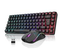 RedThunder 75% Teclado Inalámbrico Gaming,Retroiluminación RGB,Ratón Celular Ligero de 3200 dpi,Teclado Ultra-Compacto 85 Teclas Anti-ghosting,Disposición DE,para PC/PS5/Xbox(Negro)