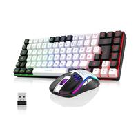 RedThunder 75% Wireless Gaming Tastiera e Mouse Set, DE TKL Layout, 85 tasti, Ricaricabile Compatto, Mouse Ultraleggero 7200DPI con Costruzione Honeycomb per PC Mac PS5 Xbox Gamer (Bianco-Nero)