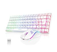 RedThunder K84 - Set tastiera e Mouse Wireless da gioco, Layout QWERTZ DE, ricaricabile, Ultra leggero, con struttura a Nido d'ape per PC Mac PS5 Xbox Gamer [versione Bianca 2024]