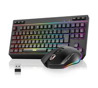 RedThunder QWERTZ - Juego de teclado y ratón inalámbricos (75 %, 94 teclas, diseño TKL, RGB, teclado inalámbrico recargable con teclas de función multimedia, ratón óptico 7D para PC, Xbox PS5, oficina