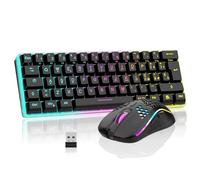 RedThunder Set Mouse e tastiera da gioco Wireless K62 60%, disposición QWERTZ DE, tastiera da gioco compatta ricaricabile, Mouse da gioco ultraleggero Con struttura a Nido d'ape per PC Mac PS5 Xbox