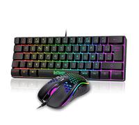 RedThunder Teclado Mecánico Alámbrico Gaming 60%,Retroiluminación RGB Dinámica,Ratón Celular Ligero de 7200 dpi,Teclado Ultra-Compacto 62 Teclas Anti-ghosting,Disposición AZERTY FR,para PC/PS5/Xbox