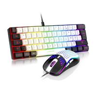 RedThunder Teclado Mecánico Alámbrico Gaming 60%,Retroiluminación RGB Dinámica,Ratón Celular Ligero de 7200 dpi,Teclado Ultra-Compacto 62 Teclas Anti-ghosting,Disposición AZERTY FR,para PC/PS5/Xbox
