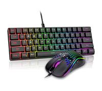 RedThunder Teclado Mecánico Alámbrico Gaming 60%,Retroiluminación RGB Dinámica,Ratón Celular Ligero de 7200 dpi,Teclado Ultra-Compacto 62 Teclas Anti-ghosting,Disposición QWERTZ DE,para PC/PS5/Xbox