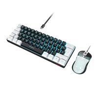 RedThunder Teclado Mecánico Alámbrico Gaming 60%,Retroiluminación RGB Dinámica,Ratón Celular Ligero de 7200 dpi,Teclado Ultra-Compacto 62 Teclas,Disposición AZERTZ DE,para PC/PS5/Xbox (Negro-Blanco)