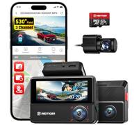 REDTIGER 530° 3 Canales Dashcam Coche 2.5K+2.5K+1080P, 128GB Incluida, WiFi