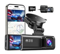 REDTIGER Dashcam 4K/2.5K Delantera y Trasera con STARVIS 2,Pantalla IPS de 3,18 Pulgadas, Tarjeta de 128 GB, WiFi de 5,8 GHz, GPS, WDR Gran Angular de 170°, Admite hasta 256 GB (F7NP)