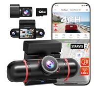 REDTIGER de 4 Canales Dash Cam Coche con Visión de 360°,Doble STARVIS 2, 2,5K*2+1080P*2,Cámara para Salpicadero Delantera y Trasera,Interior Izquierda y Derecha, WiFi de 5,8 GHz, 8 luces IR con Visión