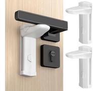 REDTRON Cerradura Manija Puerta, 2 Pack Bloqueo Seguridad Bebés con Adhesivo 3M, Pestillo Puerta Sin Agujeros para Niños Dormitorio Baño Cocina, Fácil Instalación, Prueba de Mascotas (Blanco)