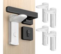 REDTRON Cerradura Manija Puerta, 4 Pack Bloqueo Seguridad Bebés con Adhesivo 3M, Pestillo Puerta Sin Agujeros para Niños Dormitorio Baño Cocina, Fácil Instalación, Prueba de Mascotas (Blanco)