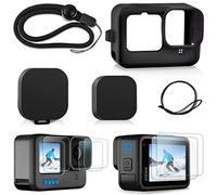 REDTRON Funda de Silicona y Protector de Pantalla para GoPro Hero 12 11 10 9 Black, Incluye Funda Protectora de Silicona, 6 Protectores de Pantalla de Vidrio Templado y 2 Cubre Lente, Pack 2