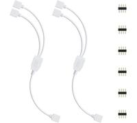 REDTRON Kit de conector de luz de tira LED, cable de extensión de tira LED de 2 puertos y 2 piezas con conector macho de 10 mm y 4 pines para accesorios de bricolaje de luz de tira LED 5050 3528 2835