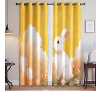 Reducción del Ruido Cortinas Termicas Aislantes Conejito FantasíaNubes Margarita Cortinas Salon para Dormitorio Infantil Adolescente, Amarillo Cálido, 140An x 245Al cm, 2 Piezas