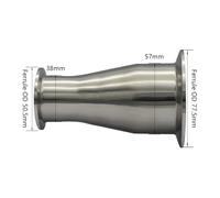Reductor concéntrico sanitario de triple abrazadera Clover, acero inoxidable 304, 1,5" y 2"(Pipe38mm-57mm)