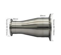 Reductor concéntrico sanitario de triple abrazadera Clover, acero inoxidable 304, 1,5" y 2"(Pipe38mm-89mm)