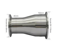 Reductor concéntrico sanitario de triple abrazadera Clover, acero inoxidable 304, 1,5" y 2"(Pipe45mm-102mm)