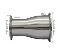 Reductor concéntrico sanitario de triple abrazadera Clover, acero inoxidable 304, 1,5" y 2"(Pipe45mm-51mm)
