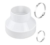 Reductor de conducto de 150 mm a 100 mm, conector de reducción de tubo de conducto redondo de 6 a 4 pulgadas, reductor de ventilador extractor con clips de manguera de acero inoxidable (91-114 mm, 141