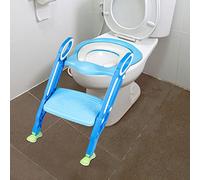 Reductor de inodoro infantil, asiento de inodoro para niños y niñas, cojín no salpicaduras y antideslizante, taburete de escalera, azul claro y azul