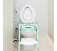 Reductor de inodoro infantil, asiento de inodoro para niños y niñas, cojín no salpicaduras y antideslizante, taburete de escalera, blanco y verde claro