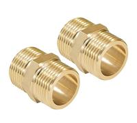 Reductor de Latón 3/4" x 3/4" Doble Pezón Hexagonal Macho Roscado Conector para Conversión de Conexión de Tubería, Reductores de Tuberías de Agua (2 Pièces)