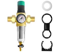 Reductor de presión de agua de 3/4 pulgadas DN 20, filtro de retrolavado con reductor de presión y manómetro, regulador de presión de agua de latón reutilizable, para regular la presión del agua