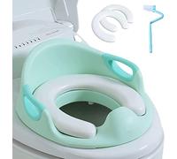 Reductor WC Niños - Adaptador Wc Niños |Asiento Adaptadores Ergonómico para Niños,Reductor de wc para Niños con Salpicaduras |Respaldo|Reposabrazos |cepillo*1，Estera suave de PU*2 Verde