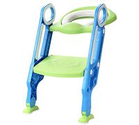 Reductor WC niños Aseo Asiento con Escalera, Orinales para niños Asiento para inodoro de bebe Orinal infantil Formación, Antideslizante, Plegable, Altura Ajustable para 1-7 niños (azul-verde)