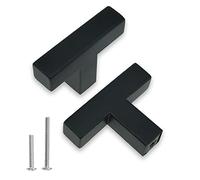 Redunest - Paquete de 30 tiradores cuadrados modernos de acero inoxidable color negro mate, con diseño en T, para cajones de armarios, 2 pulgadas de distancia entre agujeros, accesorios para muebles