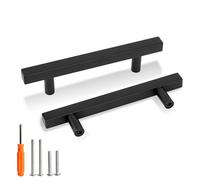 Redunest Tiradores cuadrados de gabinete negro mate, paquete de 20 tiradores cuadrados de 3-3/4 pulgadas, 96 mm, agujeros centrales, manijas de armario de cocina de acero inoxidable, accesorios de