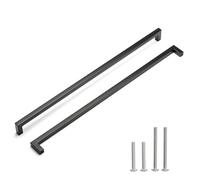 Redunest - Tiradores de armario negro mate, cuadrados, 2 paquetes de 458mm de centros de agujeros, acero inoxidable de 18 pulgadas para cajones de cocina, manijas para puertas de armario
