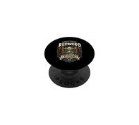Redwood California National Parks Retro Forest Nature Emblema PopSockets PopGrip Adhesivo