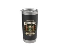 Redwood California National Parks Retro Forest Nature Emblema Vaso térmico de acero inoxidable de doble pared