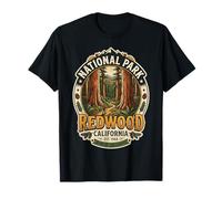Redwood National Park California Vintage Senderismo Bosque Insignia Camiseta
