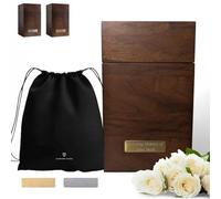 Redwood Studio Premium Large Wood Urn for Human Ashes Adult Male Solid | Walnut Wooden Keepsake Box for Memorial Cremation Ash | Up to 220 lbs Cremains Capacity | Includes Bag and Engraving Plaques |
