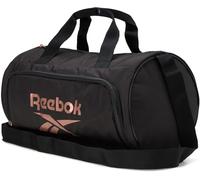 Reebok Mini bolsa de lona unisex pequeña para gimnasio y viajes, bolsa deportiva ligera de fin de semana para hombres y mujeres, Negro con logotipo de oro rosa, Talla única, Easton/Kellan - Bolsa de