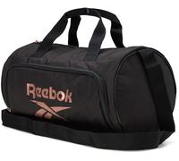 Reebok Mini bolsa de lona unisex pequeña para gimnasio y viajes, bolsa deportiva ligera de fin de semana para hombres y mujeres, Negro con logotipo de oro rosa, Talla única, Easton/Kellan - Bolsa de
