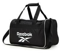 Reebok Bolsa de lona - Bolsa de gimnasio para entrenamiento y viajes, bolsas de viaje - Bolsas de noche de tamaño pequeño para mujeres y hombres, Warrior II negro con logotipo de contraste, S