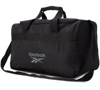 Reebok Bolsa de lona de mano, clásica, compacta, deportiva, gimnasio, ligera, para viajes, playa, entrenamiento, Black Warrior ll con logotipo gris, Talla única