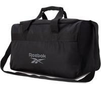 Reebok Bolsa de lona de mano, clásica, compacta, deportiva, gimnasio, ligera, para viajes, playa, entrenamiento, Black Warrior ll con logotipo gris, Talla única