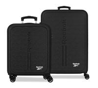 Reebok Boston Juego de Maletas Negro 46x65x25 cm Rígida ABS Cierre de combinación Integrado 56L 6,6kg 4 Ruedas Dobles Equipaje de Mano