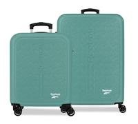 Reebok Boston Juego de Maletas Turquesa Verde 46x65x25 cm Rígida ABS Cierre de combinación Integrado 56L 6,6kg 4 Ruedas Dobles Equipaje de Mano