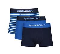 Reebok Calzoncillos de algodón Hombres en Azul/Blanco/Marino, truscos súper Suaves y cómodos, con Cintura de Nailon elástica - Paquete múltiple de 3