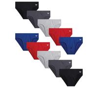 Reebok Calzoncillos de talle bajo para hombre, paquete de 10 unidades, ropa interior deportiva para hombre, con bolsa de contorno para gimnasio y uso diario, Large